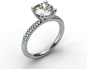 14k White Gold Rounded Pave Engagement Solitaire